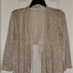 Maurices cream and white chiffon shimmer cardigan